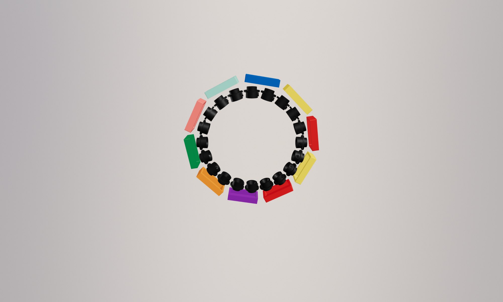 Black Brick Bracelet with colourful charms, as built in the configurator